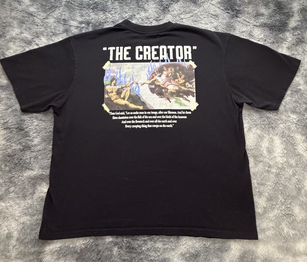 GSTR Men’s Black Graphic T-Shirt XL "The Creator" Michelangelo Art Print